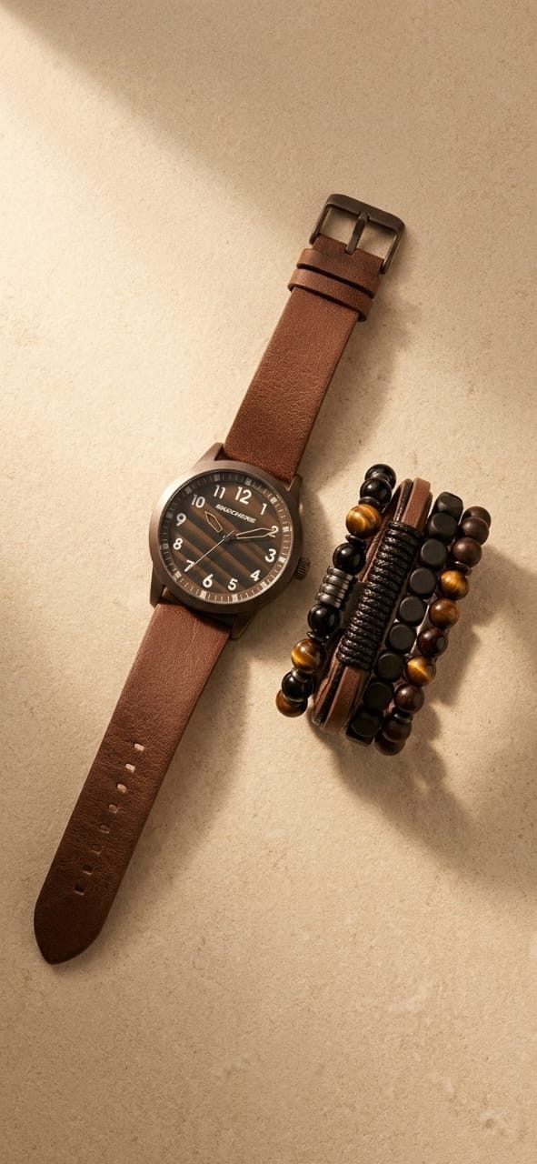 Reloj Skechers correa marrón con set de pulseras